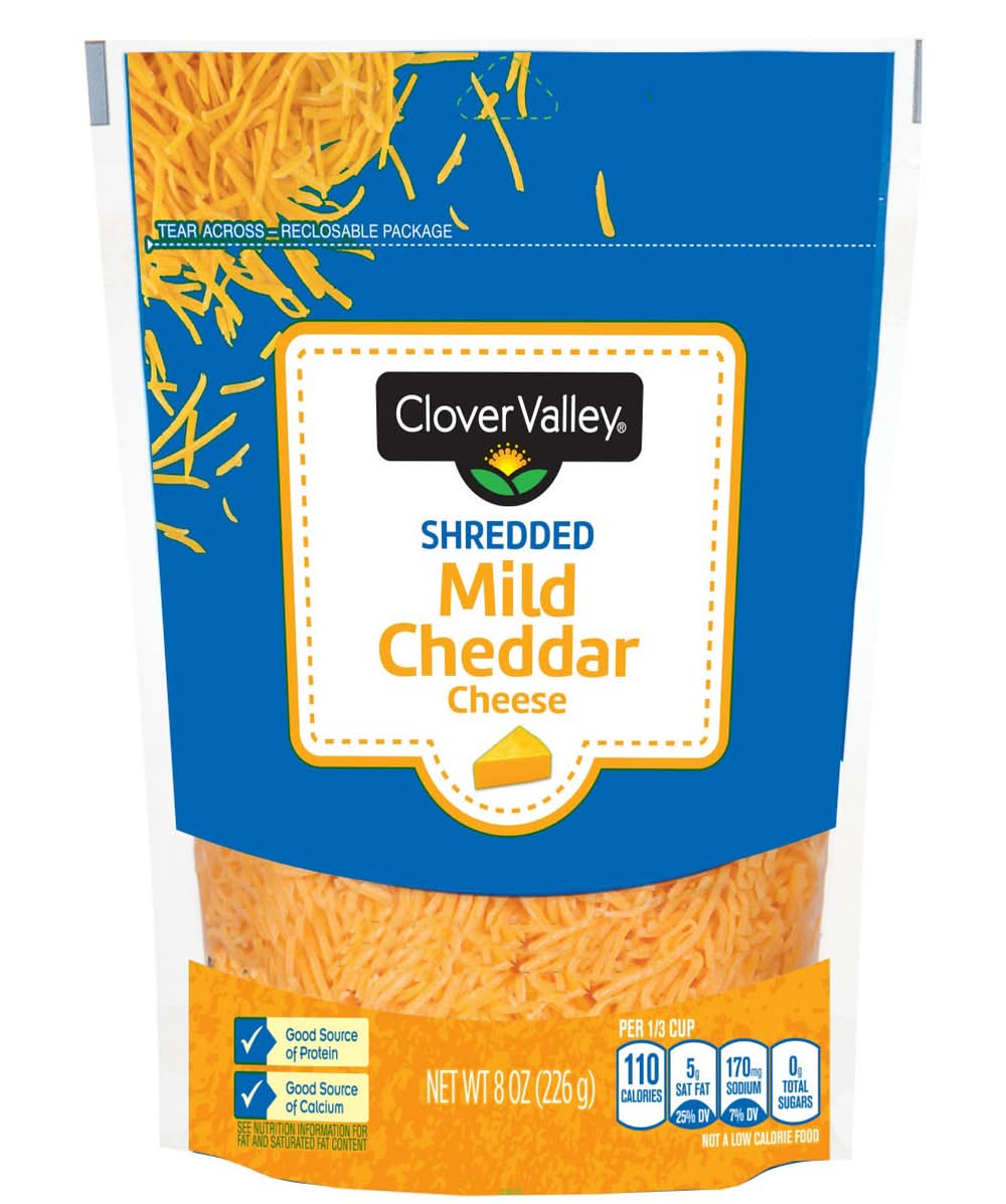 Clover Valley Shredded Mild Cheddar Cheese (8 oz)