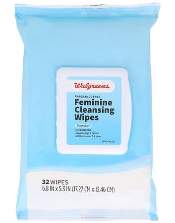 Walgreens Feminine Cleansing Wipes, 6.8x5.3 in (32 ct)
