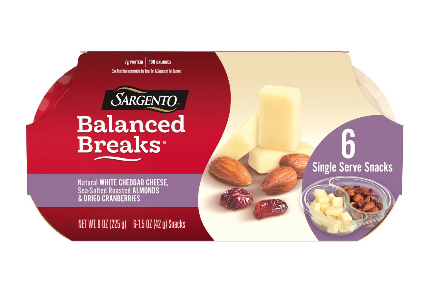 Sargento Balanced Breaks White Cheddar Roasted Almonds and Dried Cranberries (6 ct)