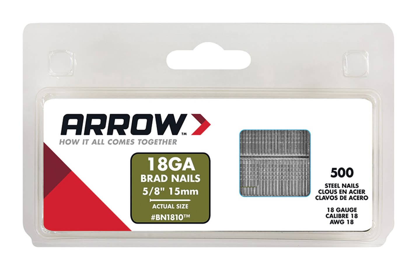 Arrow Bn18 18 Ga. X 5/8 In. L Galvanized Steel Brad Nails 1000 Pk 0.32 Lb