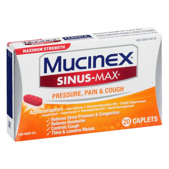 Mucinex Sinus-Max Pressure Pain & Cough Caplets (20 ct)