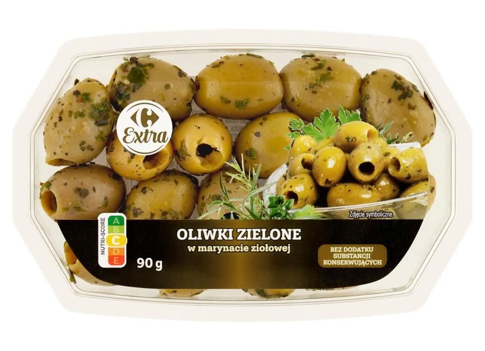 Carrefour Extra Oliwki zielone w marynacie ziołowej 90 g