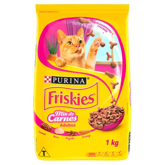 Purina ração seca friskies sabor mix de carnes para gatos adultos (1 kg)