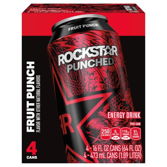 Rockstar Fruit Punch Energy Drink (4 pack, 16 fl oz)
