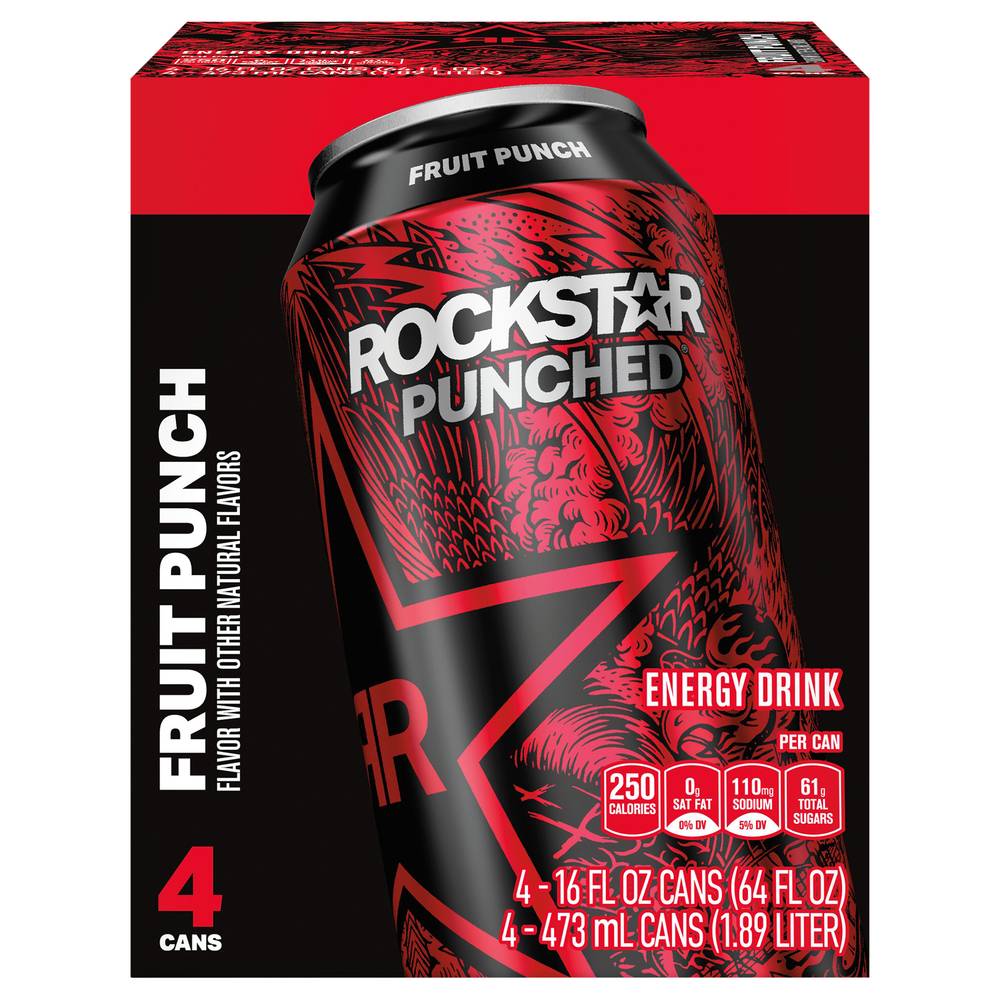 Rockstar Energy Drink, Fruit Punch (4 x 16 fl oz)