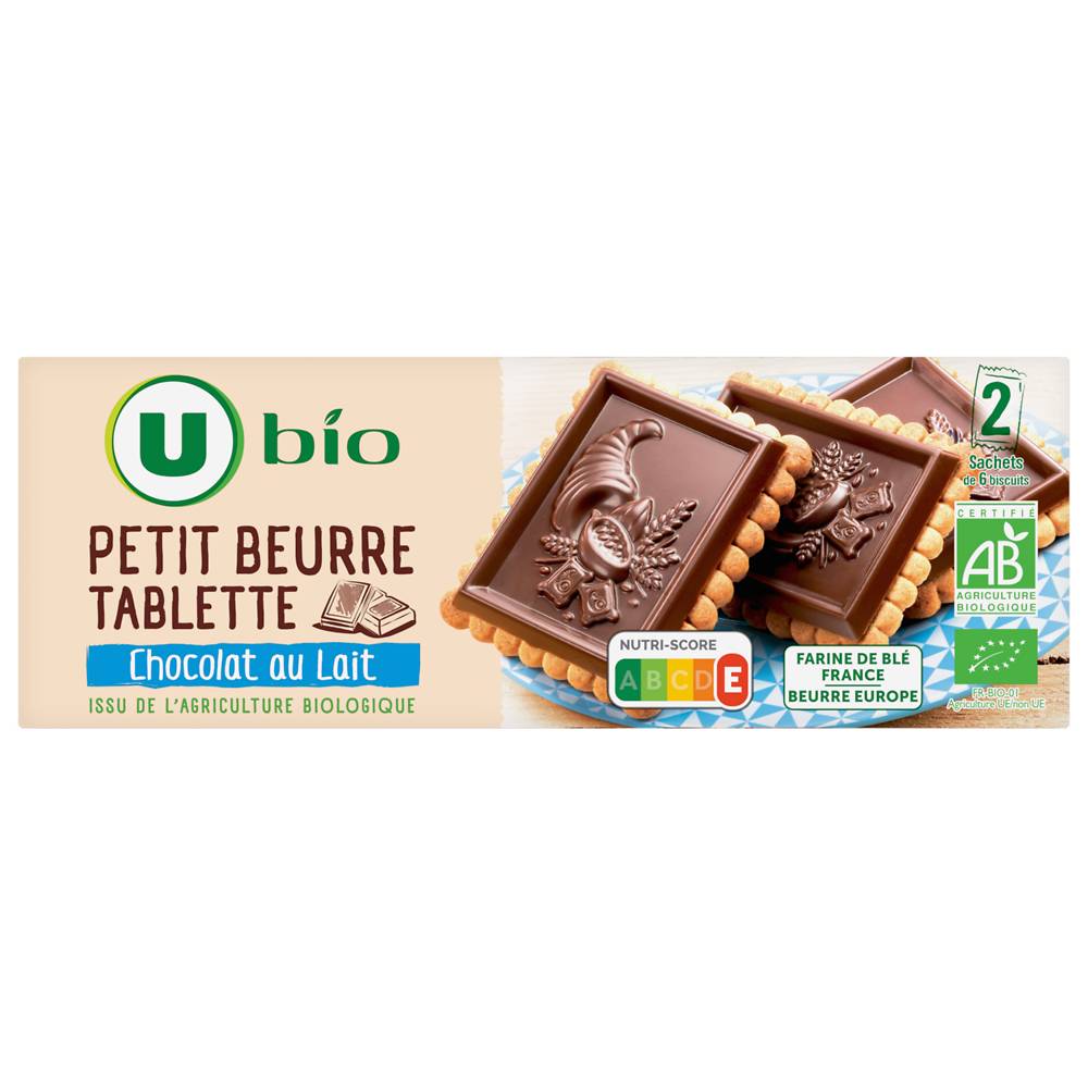 Les Produits U - U petit beurre chocolat au lait tablette bio