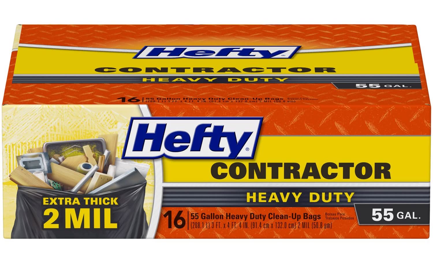 Hefty 55 Gal No Scent Contractor Bags Twist Tie 16 Pk