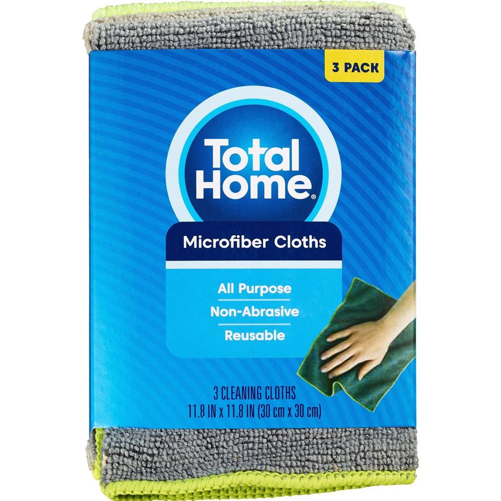 Total Home Microfiber Cloths, 3 ct