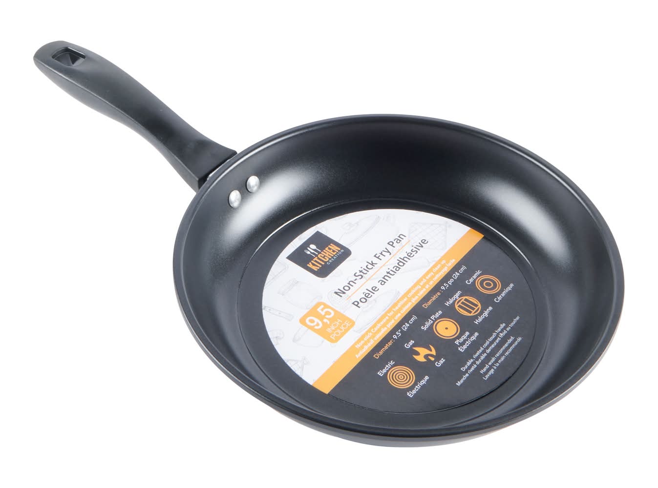 Kitchen Creation Non Stick Frying Pan, 9.4 in, Black