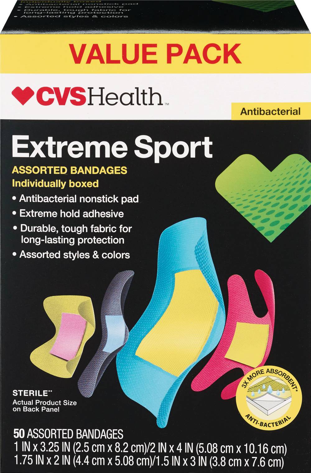 Cvs Health Extreme Sport Bandages (1 inch x 3.25 inch-2 inch x 4 inch/assorted)