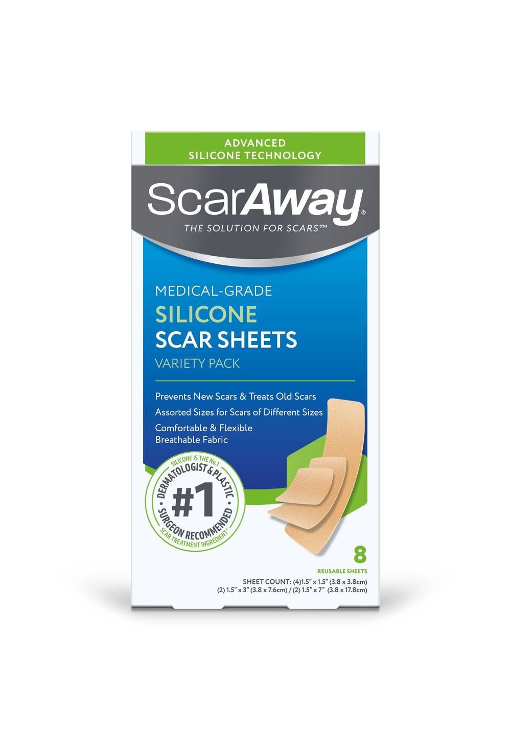 Scaraway Medical-Grade Silicone Scar Sheets Variety pack