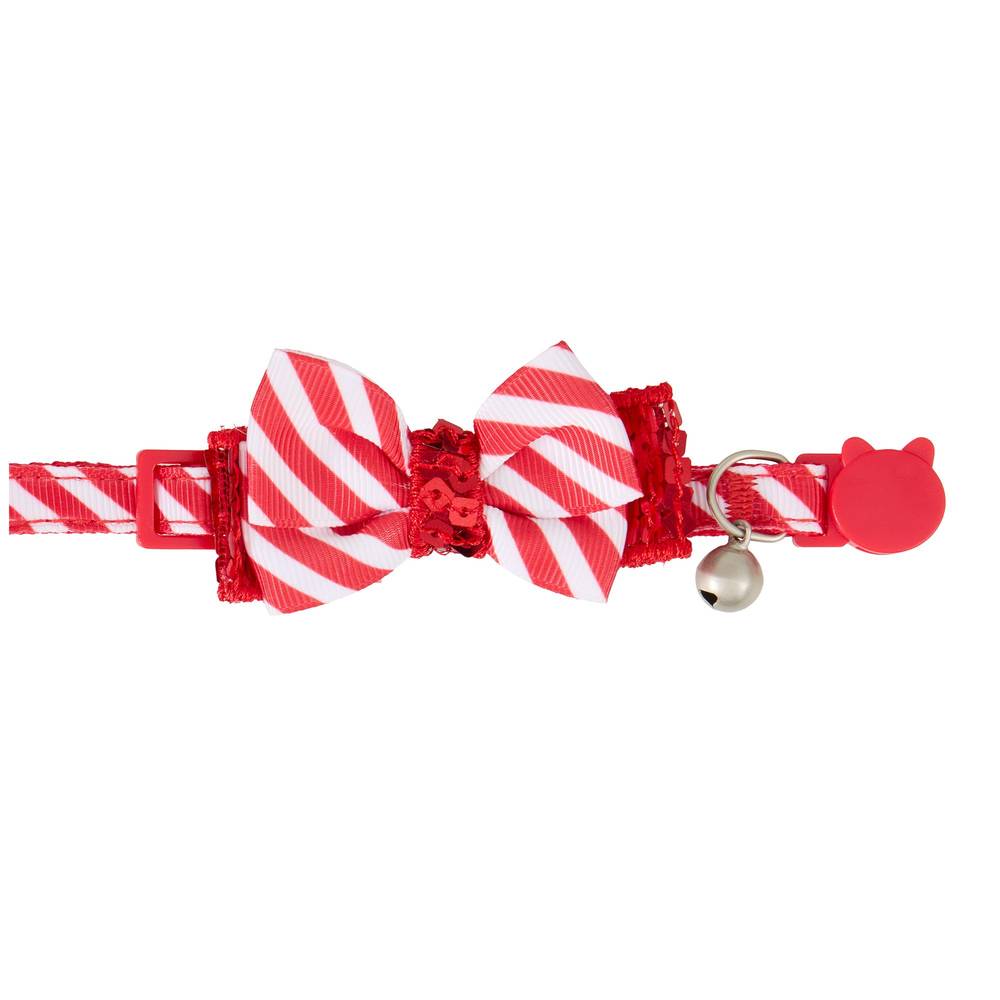 PetSmart Merry & Bright Candy Cane Stripe Cat Collar, 8 x 12 in, Red, White