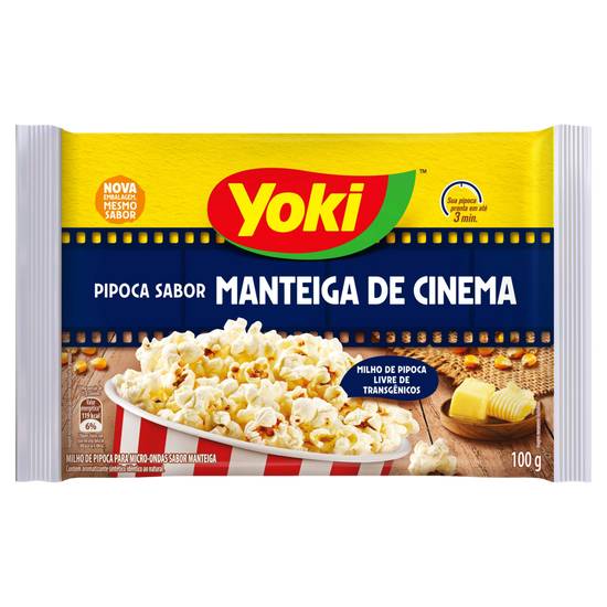 Yoki pipoca sabor manteiga de cinema para micro-ondas (100 g)