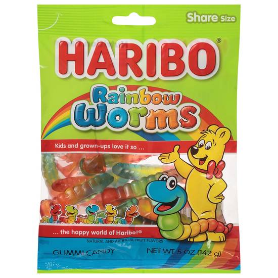 Haribo Rainbow Worms Gummi Candy Share Size