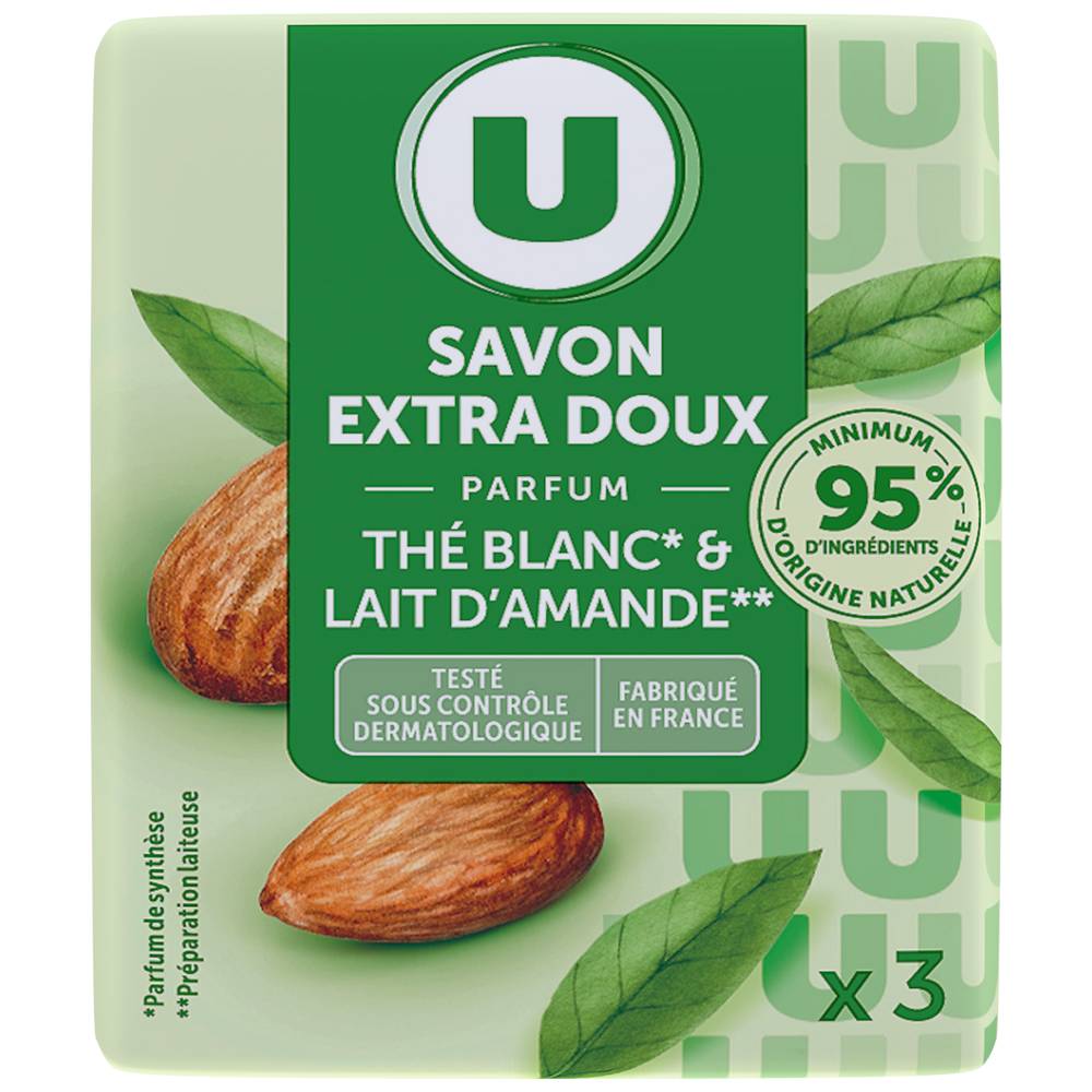 Les Produits U - Savon extra doux thé blanc et lait d'amande douce (3)