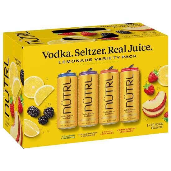 Nütrl Vodka Seltzer (8 ct, 12 fl oz) (lemonade & strawberry lemonade & peach lemonade & blackberry lemonade)
