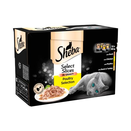 Sheba Select Slices Cat Pouches Poultry Collection in Gravy 12 X 85g (1.02kg)