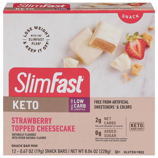 Slimfast Fat Bomb Strawberry Topped Cheesecake Snack Bar (12 pack, 0.67 oz)