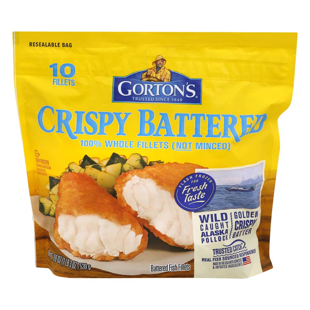 Gorton's Crispy Battered Whole Fish Fillets (1.19 lbs, 10 ct)