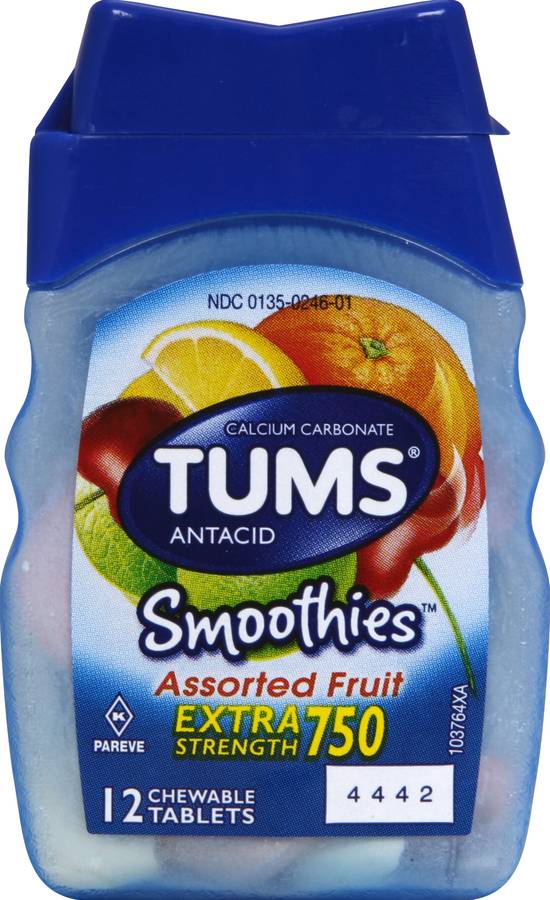 Tums Extra Strength 750 Antacid Assorted Fruit Smoothies (12 ct)