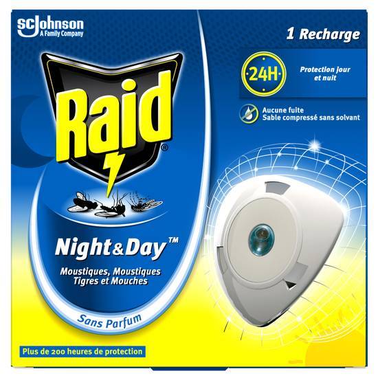 Raid electrique night&day mouches, moustiques & tigres 1 recharge 240 heures