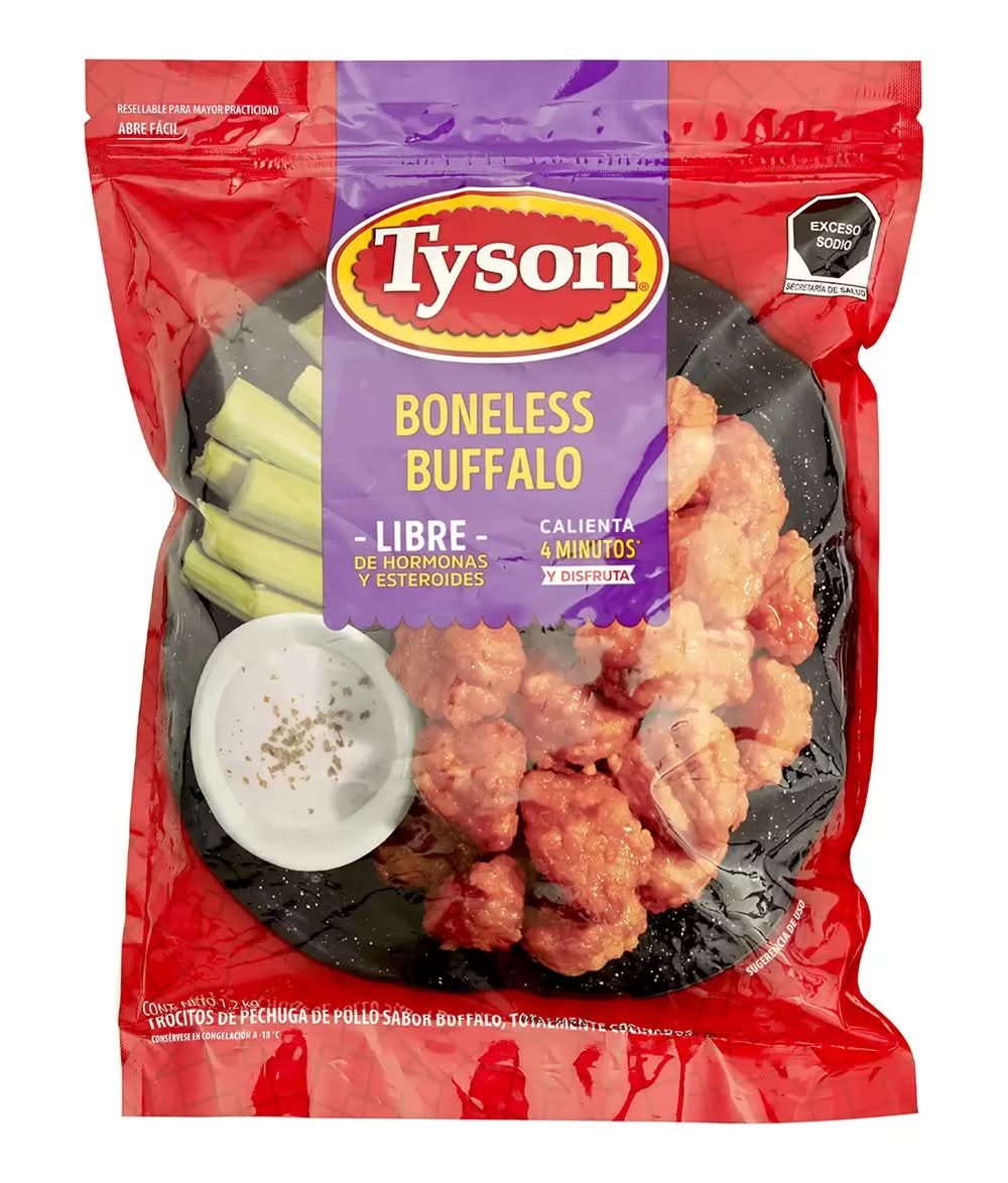 Tyson · Trocitos de pechuga de pollo cocidos y congelados, buffalo (1,2 kg)