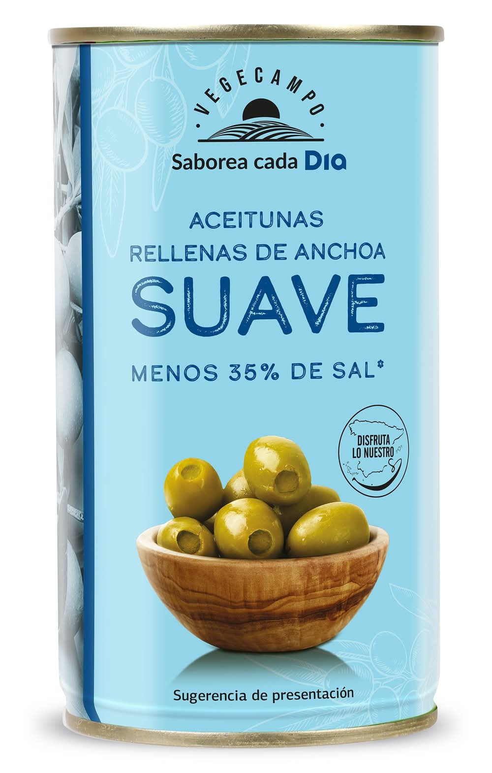 Aceitunas Rellenas De Anchoa Suave Vegecampo De Dia Lata 150 G