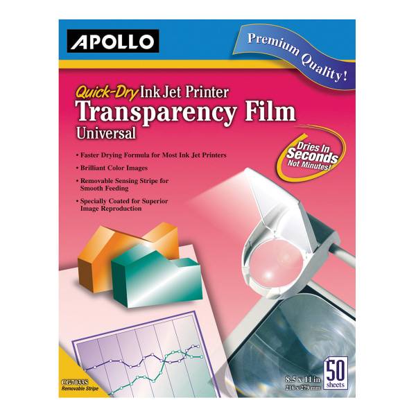 Apollo Quick-Dry Universal Inkjet Transparency Film (50 ct)