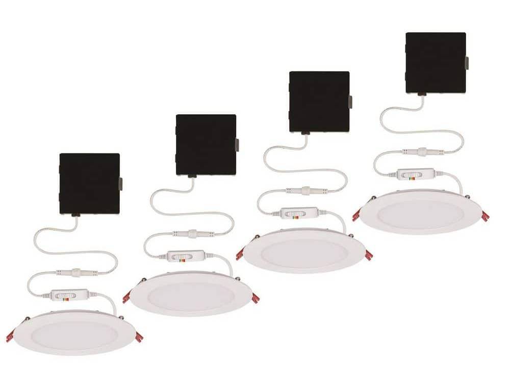 Commercial Electric Premium Series 6 In. Led, 2-Level Lumen Select, Ultraslim Canless Recessed Light, Adjustable Cct (4-Pack)