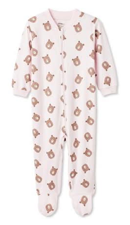 George Baby Girls' Printed Sleeper (Color: Pink, Size: 12-18 Months)