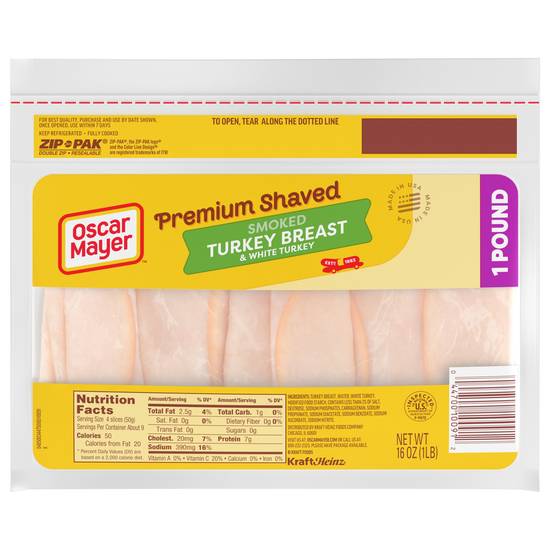 Oscar Mayer Premium Shaved Smoked Turkey Breast & White Turkey