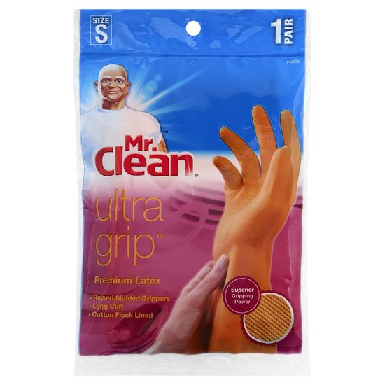 Mr. Clean Ultra Grip Premium Latex Gloves S Size (1 pair)