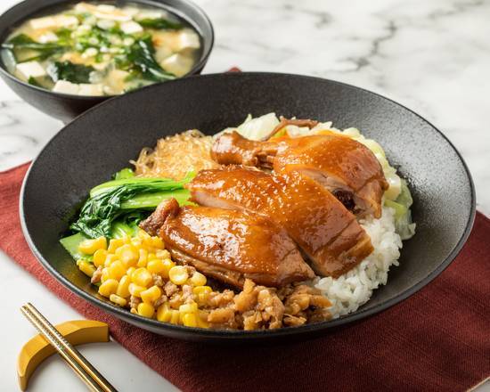 玫瑰油雞腿飯套餐 Rice with Rose Soy Sauce Chicken Drumstick Combo