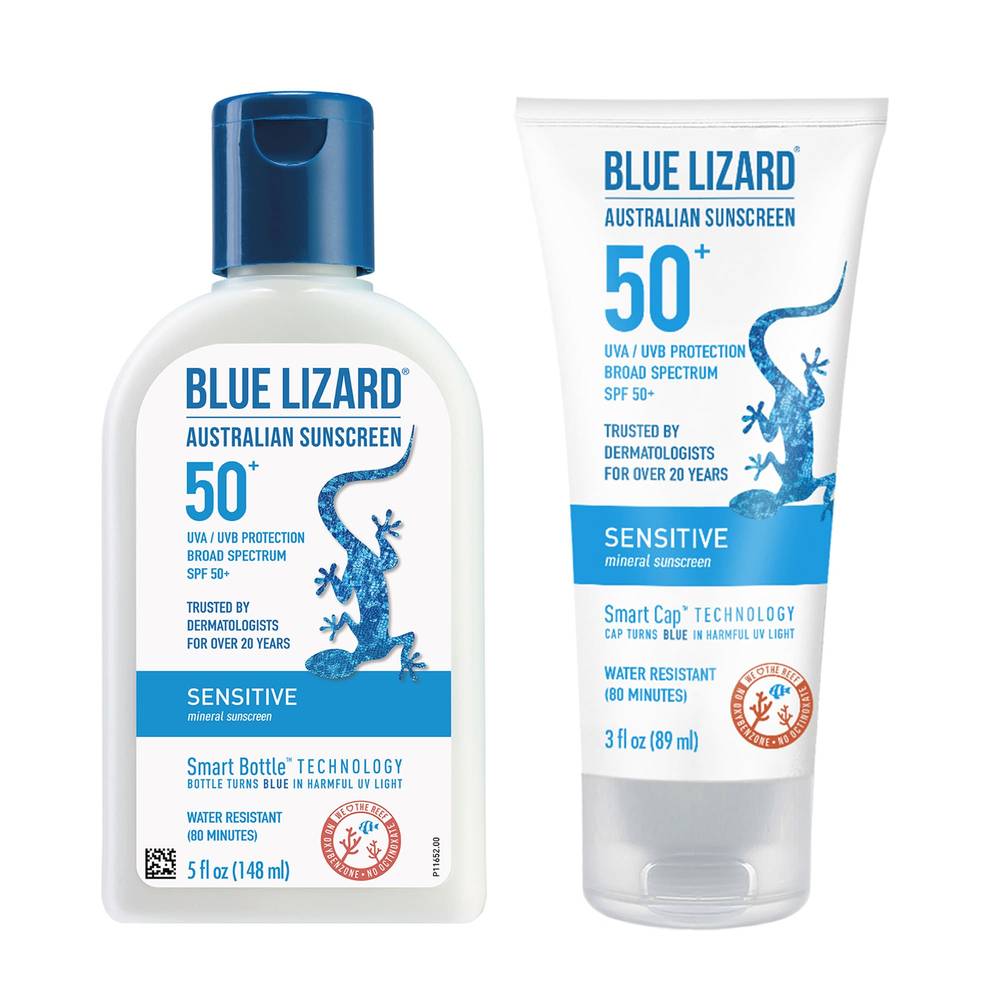 BLUE LIZARD Sensitive Mineral Sunscreen Lotion SPF 50+, 5 fl oz + 3 fl oz