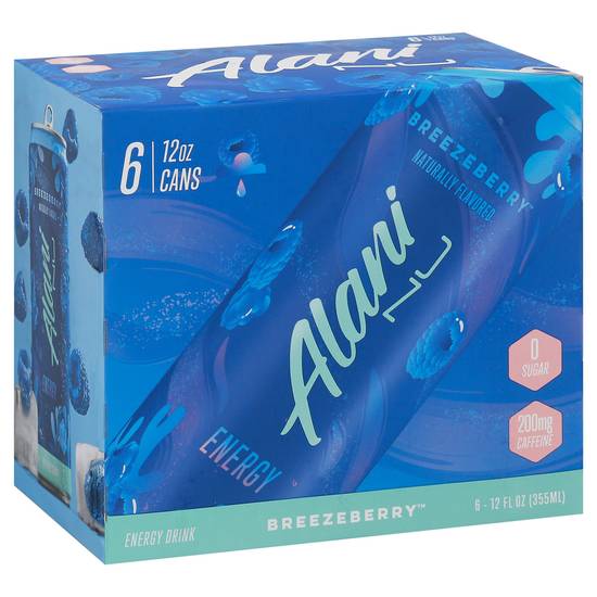 Alani Nu Zero Sugar Breezeberry Energy Drinks (6 x 12 fl oz)