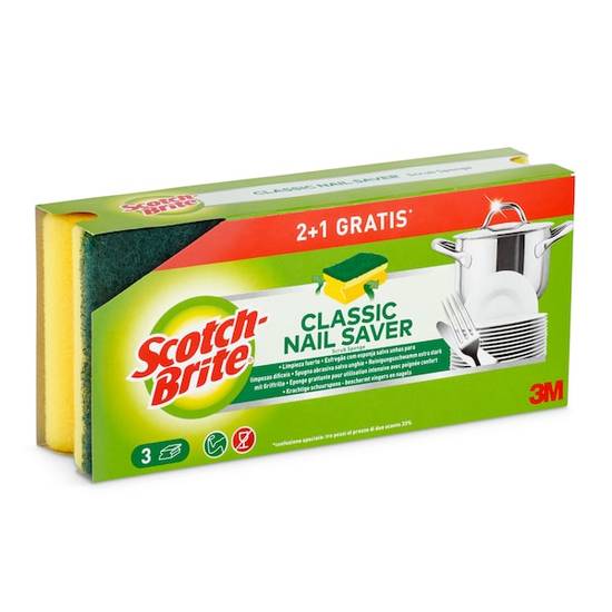 Estropajo salvauñas classic Scotch brite bolsa 3 unidades)