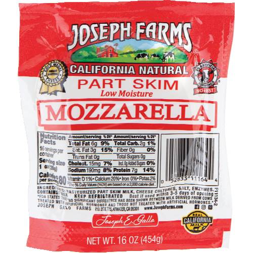 Joseph Farms Part Skim Mozzarella (16 oz)