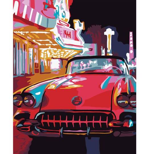 8" X 10" Vintage Car Paint-By-Number Kit With Wood Display Hanger By Artist'S Loft
