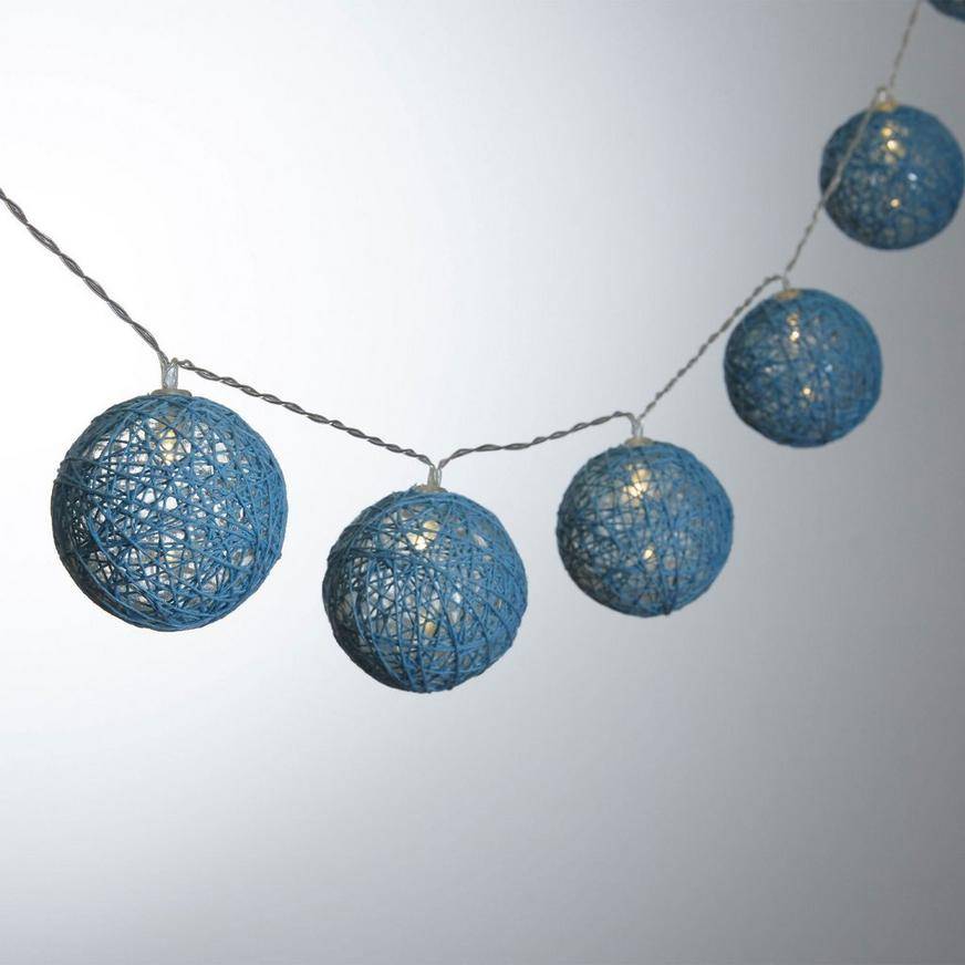 Blue Woven Ball LED String Lights