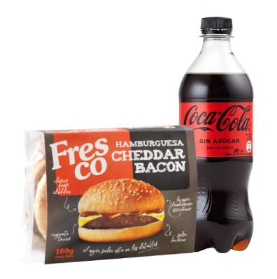 Hamburguesa Cheddar Bacon + Bebida 591cc