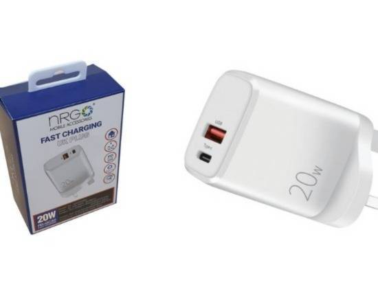 NRG Fast Charging UK Plug (Includes Type-C and USB Sockets)