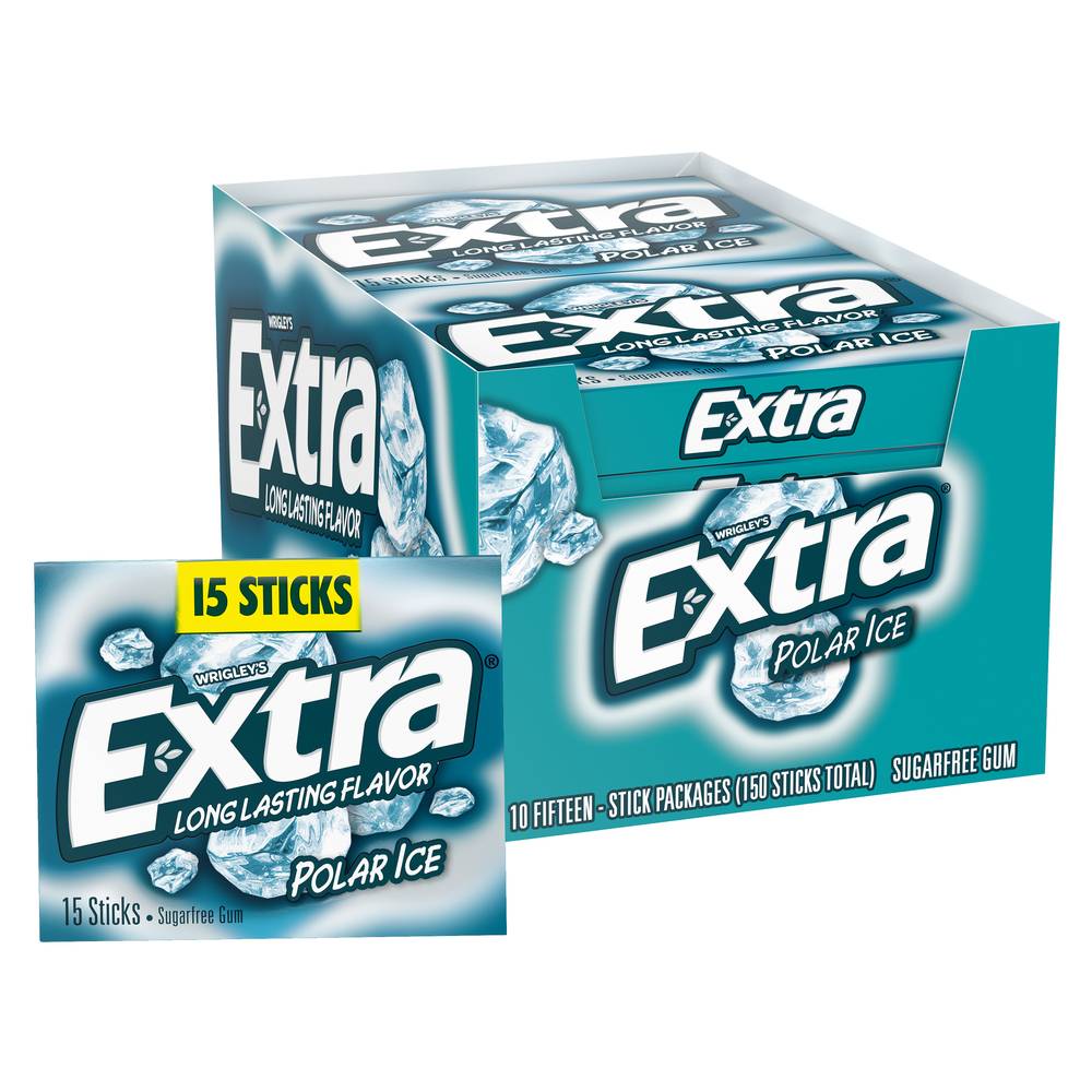 Extra Wrigley's Sugar Free Gum, Polar Ice (2.11 oz, 15 ct)