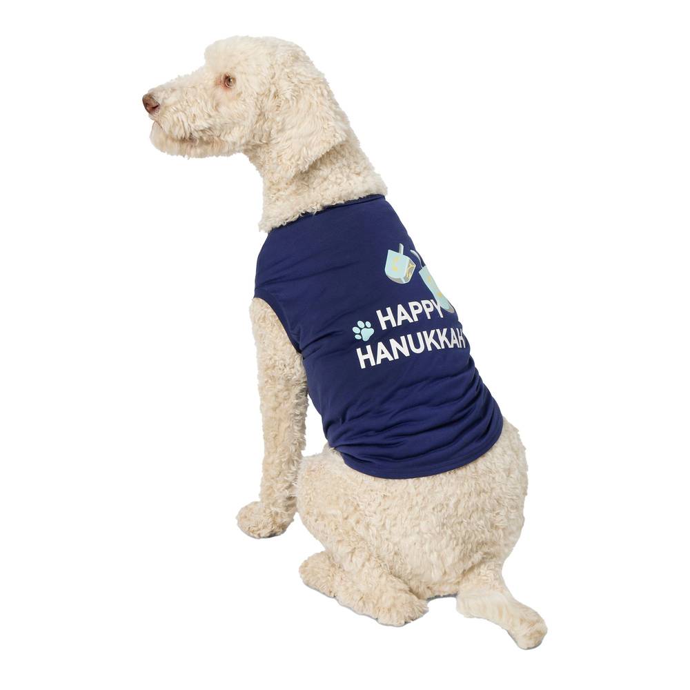 Merry & Bright™ Hanukkah Dog Tee, Dog & Cat (Color: Navy, Size: Medium)