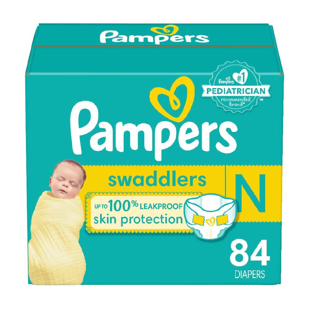 Pampers Swaddlers Diapers, Size N, 84 CT