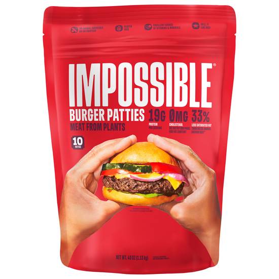 Impossible Burger Patties Meat From Plants Frozen (10 ct)