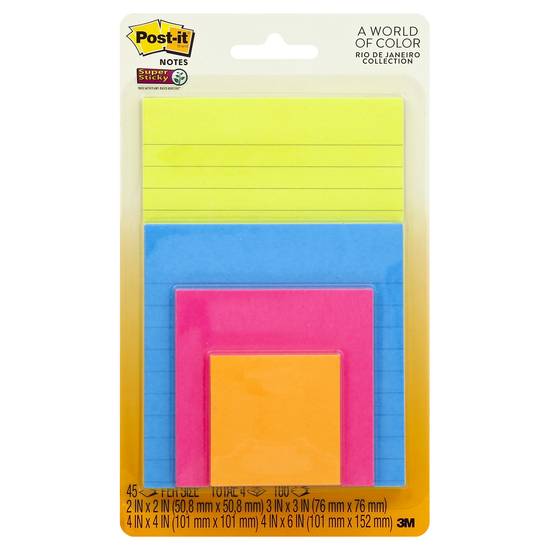 Post-it Super Sticky Notes, 4 x 6, Assorted Colors, Lined, 8