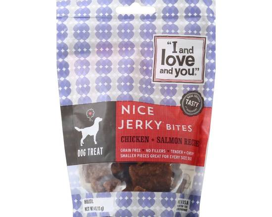 I and Love and You · Chicken & Salmon Nice Jerky Bites Dog Treats (4 oz)