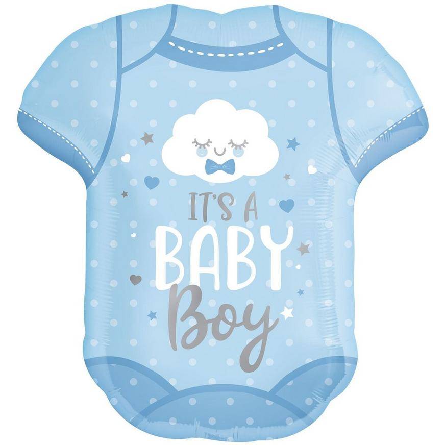 Uninflated Blue It's A Baby Boy Bodysuit Balloon, 24in