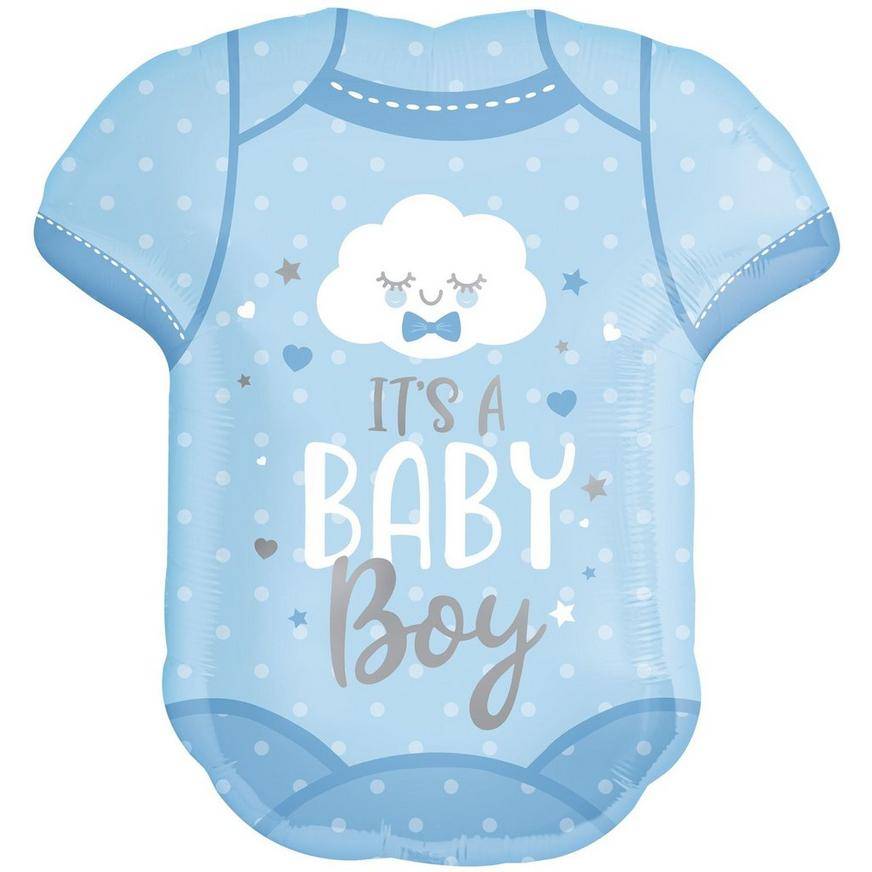 Party City Uninflated Blue It's a Baby Boy Bodysuit Balloon (unisex/pastel/blue)