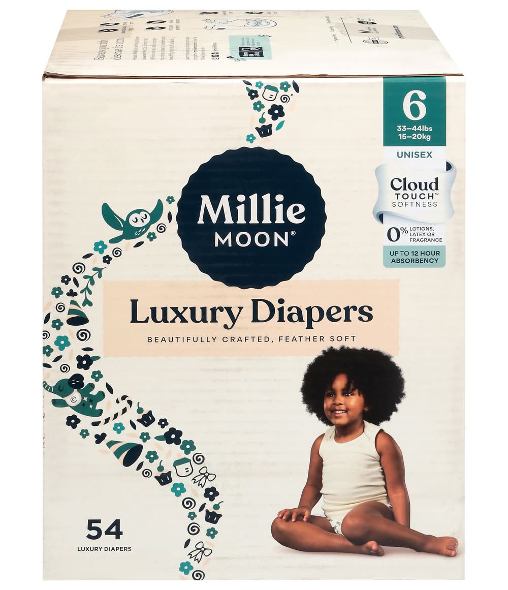 Millie Moon Cloud Touch Softness Luxury Diapers, Unisex, Stage 6 (54 ct)